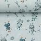 Preview: Baumwolljersey Hello Robot! Grau/grün by Swafing von Mrs. Mint Design